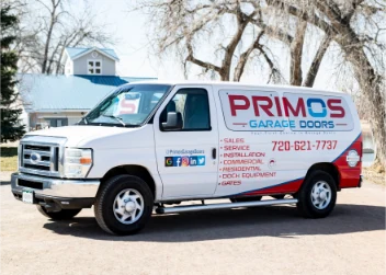 Primos Garage Doors LLC service vehicle for Garage Door Repair Lafayette CO