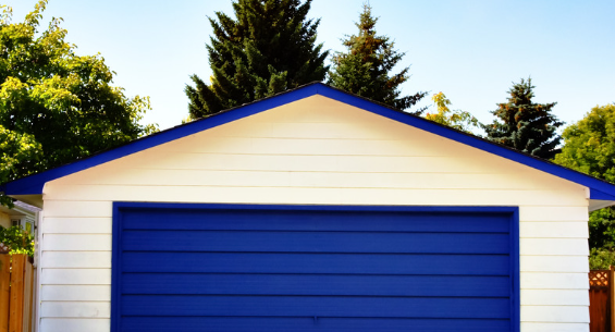 Garage Door with a blue door